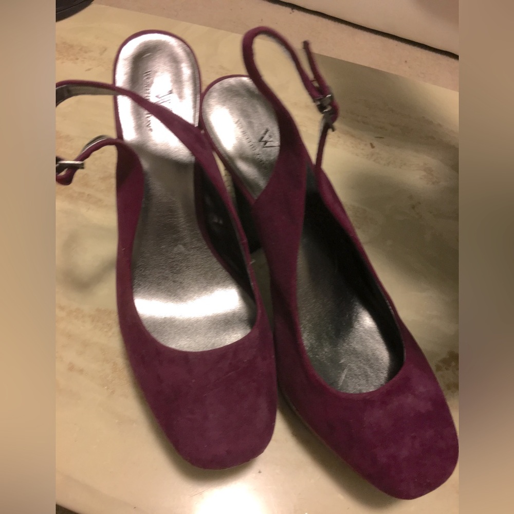 Worthington sling back platform size 11 Purple Suede snakeskin